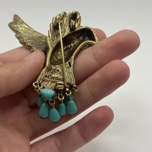 Heidi Daus "Sincere Joy" Crystal Hummingbird Dangle Pin/Enhancer Pendant - Picture 5 of 5